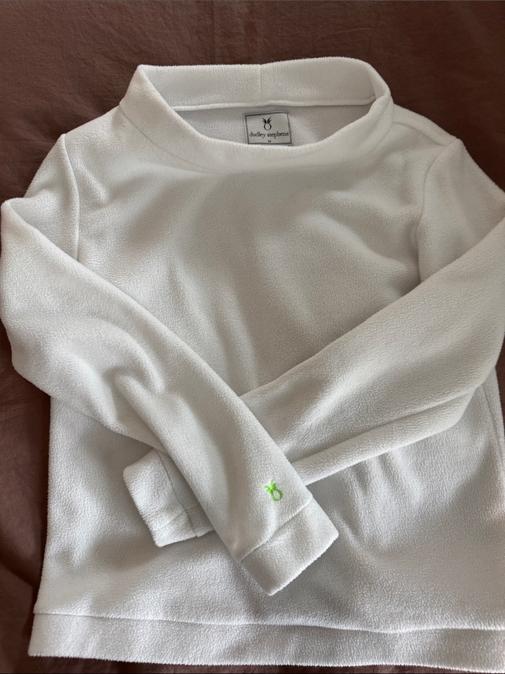 Dudley Stephens White Vello Fleece Boatneck Pullover